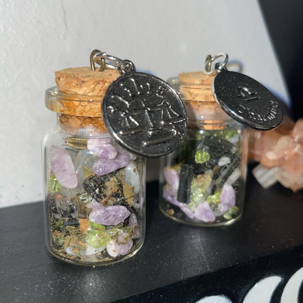 Libra ♎️ Car Charm Bottle | Crystal + Herb Cork Jar | Hand Crafted | Zodiac
